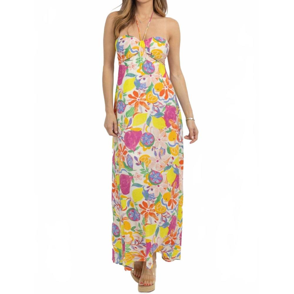 NEW FORE COLLECTION fruity floral maxi dress in multi